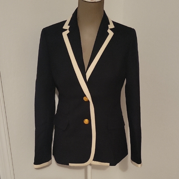 J. Crew Jackets & Blazers - J Crew Wool Women's Navy and Cream Macking Blazer